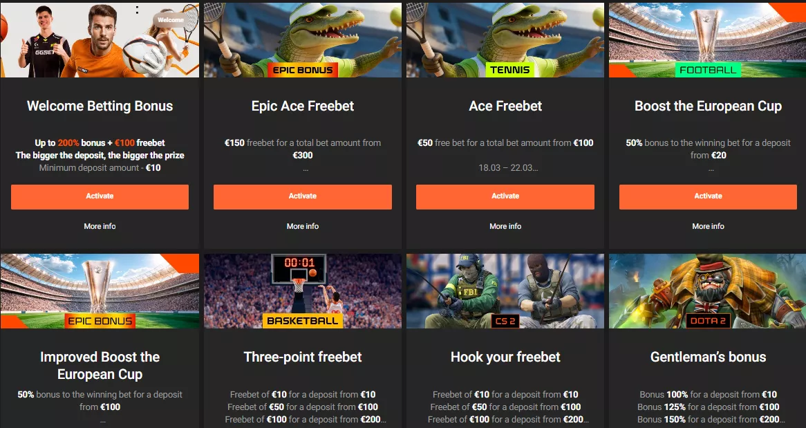 GGBet betting bonuses